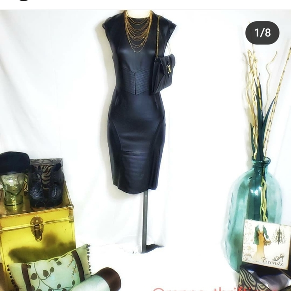 Sexy Black Faux Leather Dress - Picture 1 of 3